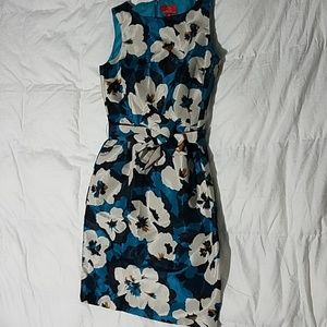 Oscar Teal Floral Shimmery Dress size 8